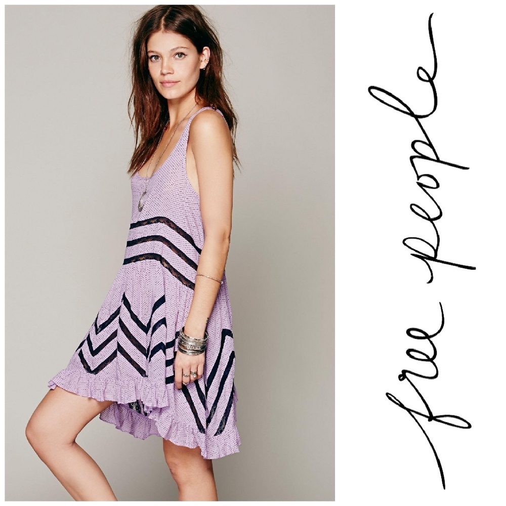 Free People I Voile & Lace Trapeze Slip in Purple